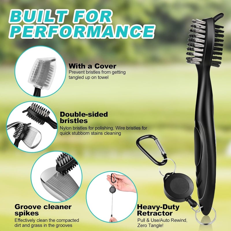 Wynaura 15PCS Golf Accessories Kit - Include Golf Club Cleaner Brush with Groove Cleaner Tool, Golf Ball Bag, Divot Tool with Magnetic Ball Marker, Towel, Golf Tees, Golf Gift for Men/Women - Image 3